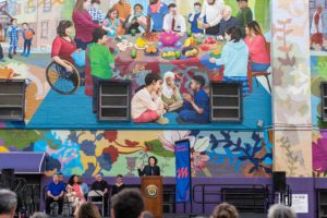 Mural Arts’ Jane Golden says the piece “speaks volumes about what art can do, how it can connect people, and how it can both reflect and generate community.”