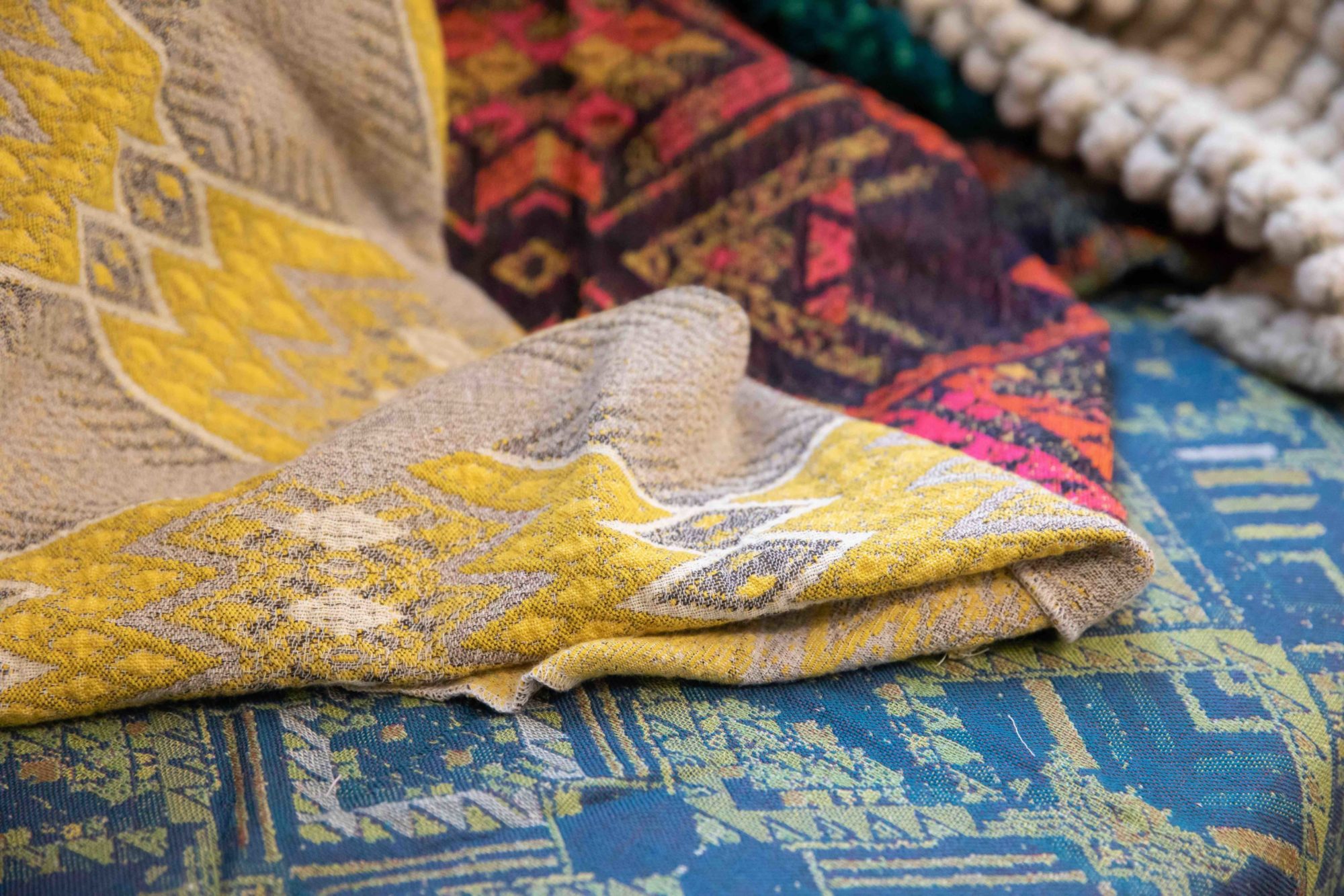 Closeup shot of colorful textile work