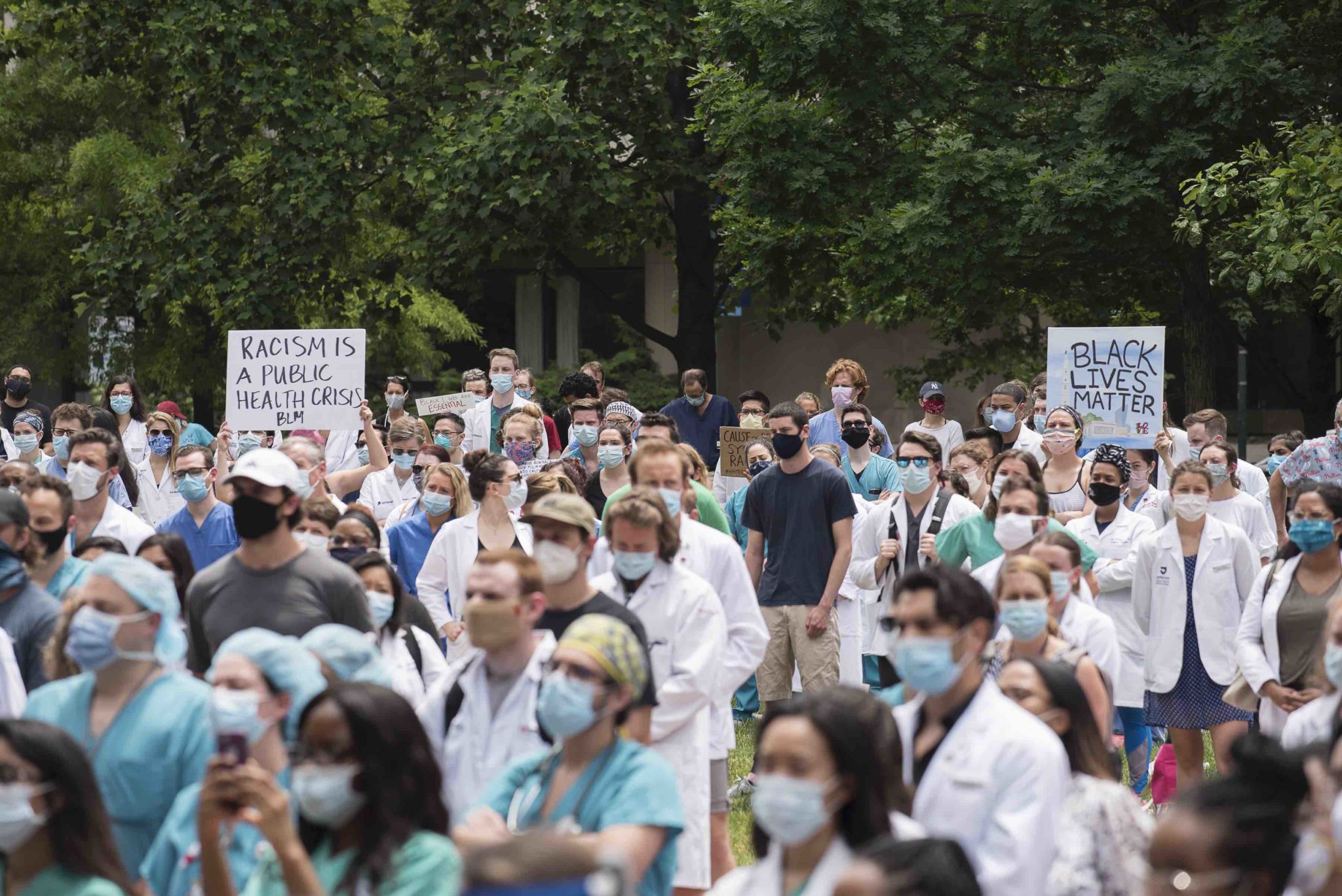 Photo from the White Coats for Black Lives protest