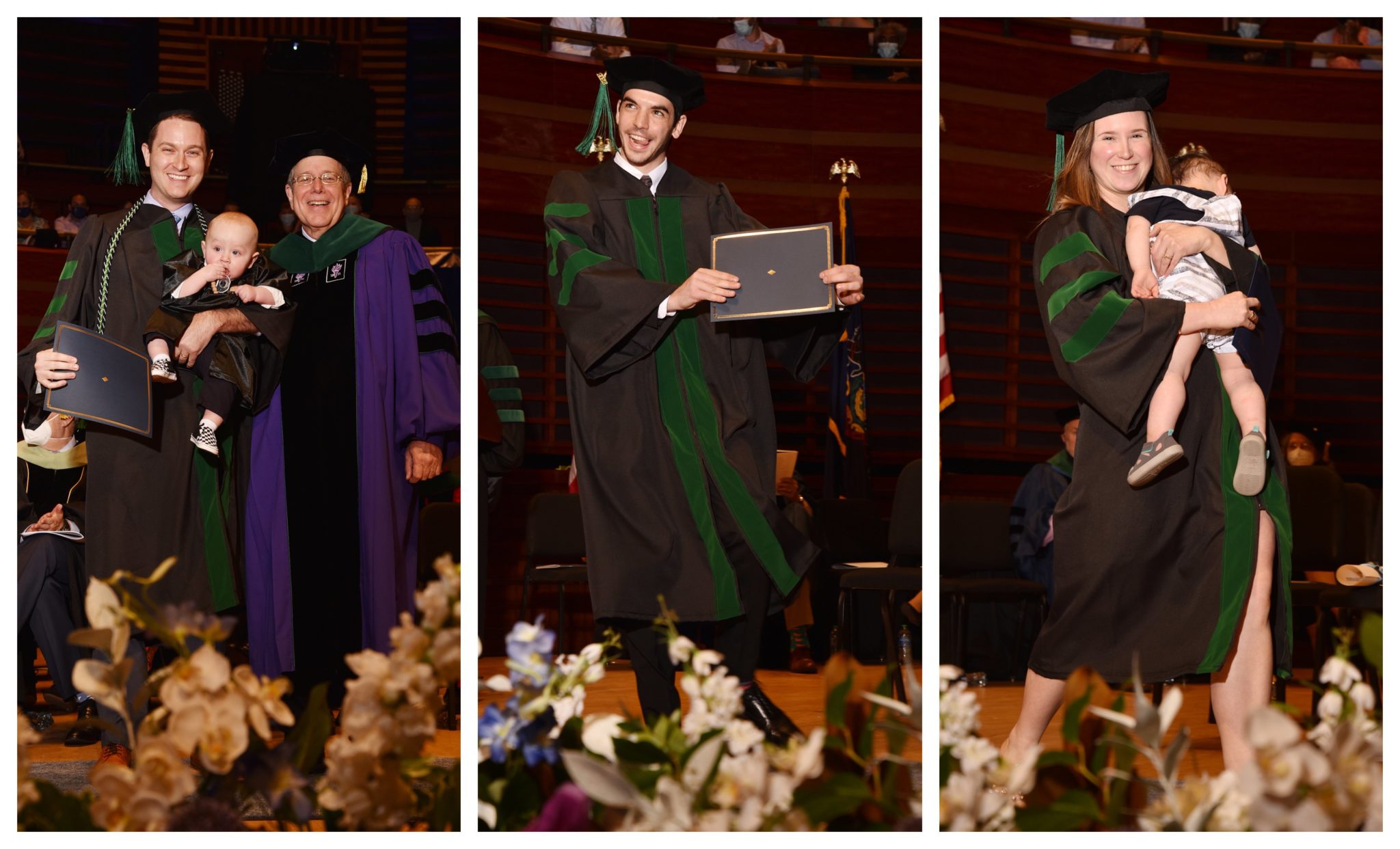 Sidney Kimmel Medical College graduates (l-r) included Martin Morris, Kyle Rodgers and Alexandra Melo.